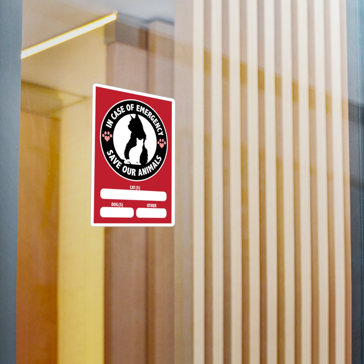 In Case of Emergency Save Our Animals Cat Decal