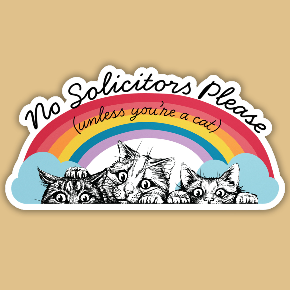 No Solicitors Please (Unless You're a Cat) Rainbow Decal